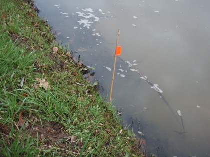 Ook hebben we de gemarkeerde plek gevonden waar een snoek zou zijn gesignaleerd.